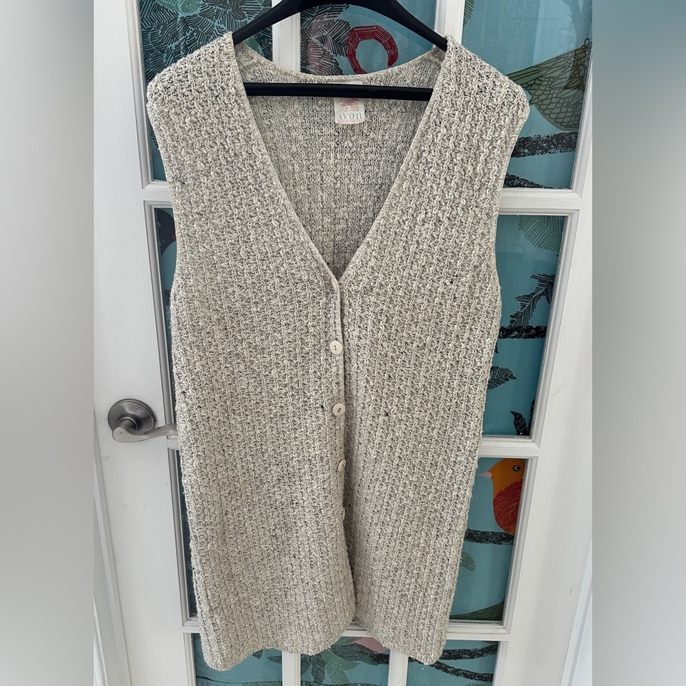 Avon Beige cable Knit Cardigan Vest